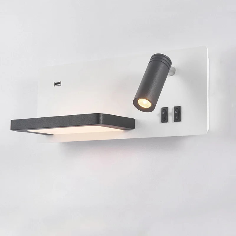 Modern LED Wall Lamps Bedroom Reading Creative USB Rechargeable Lighting Multi Functional Den Hotel Decorative Light Fixtures