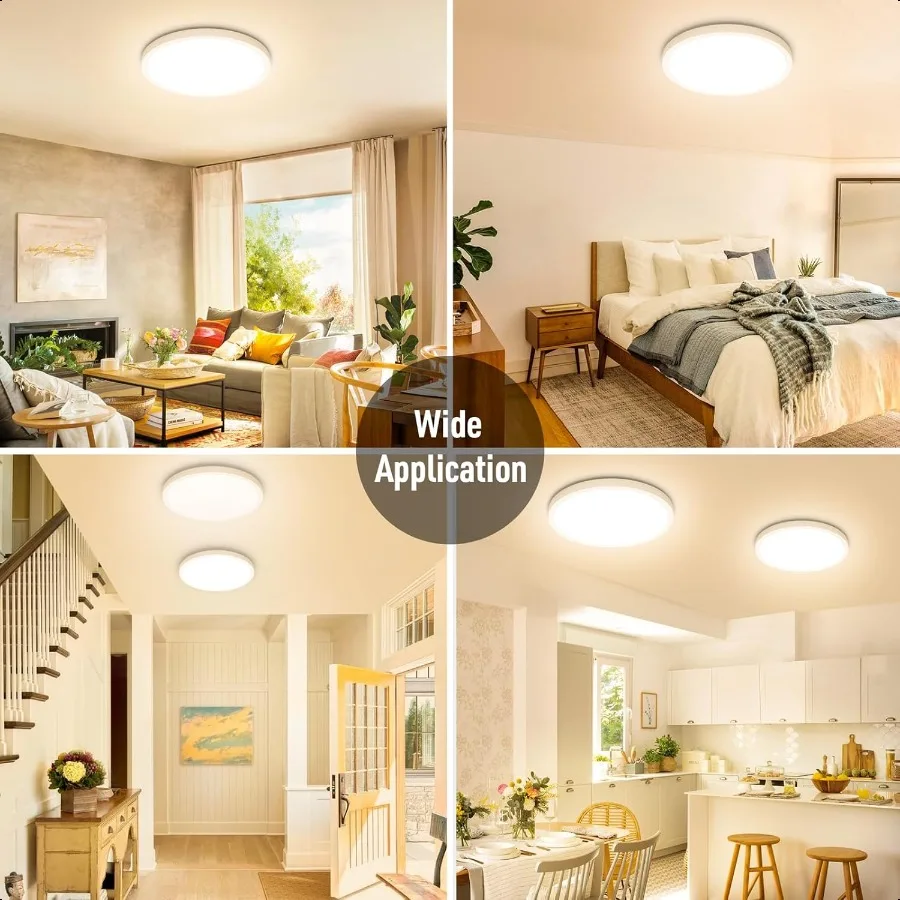 LED فلوش جبل السقف تركيب المصابيح 3000K الأبيض الدافئ 2400LM 12 بوصة 24W أضواء السقف المسطحة المستديرة 240W Equiv. مصباح لوحة غير