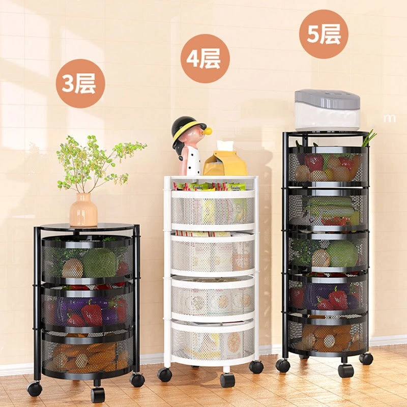 Kitchen Storage Rack No Assembly Required Multi-Tier Round Design Home Freestanding Storage Rack Carrello Medico Furniture