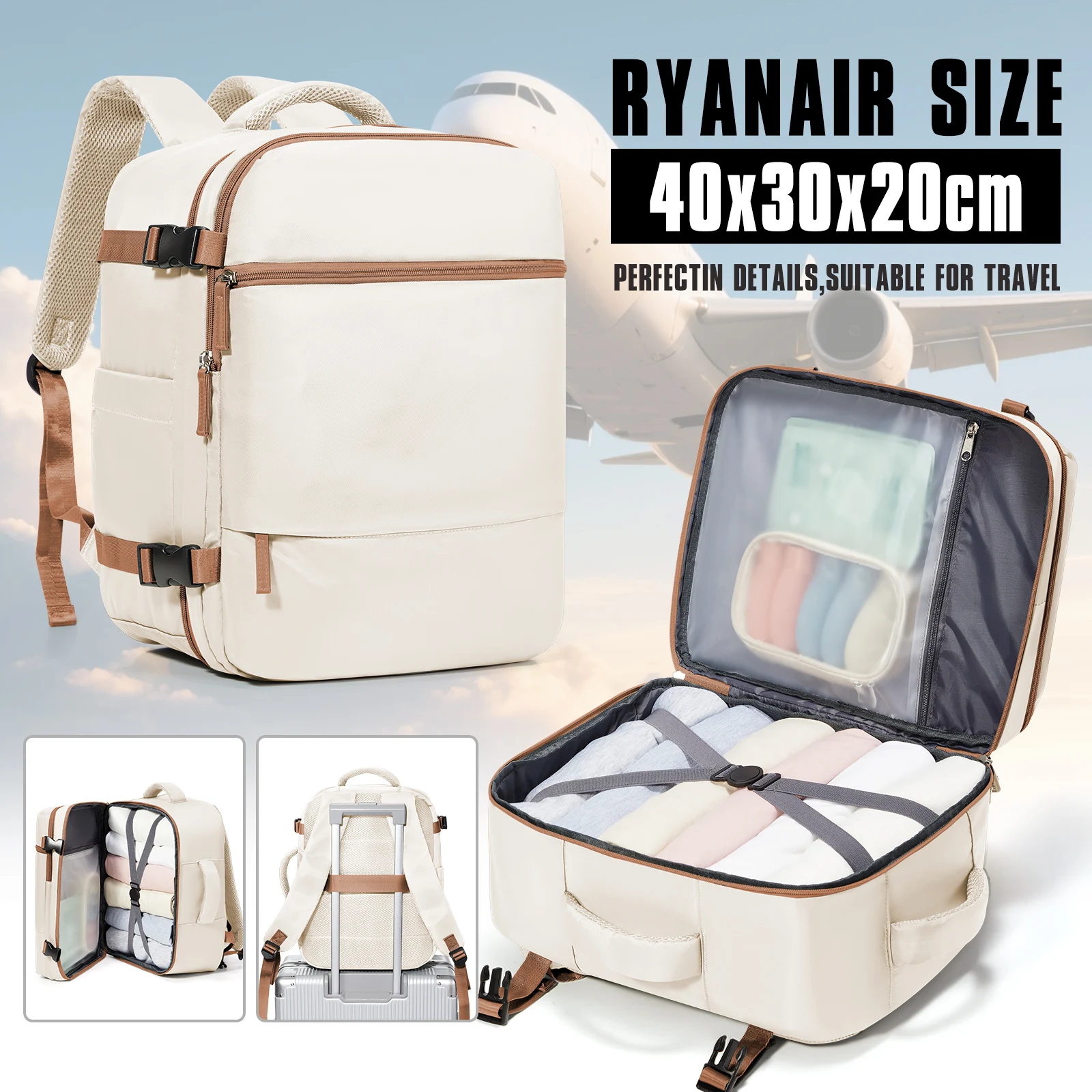 Ryanair Rucksack Hand Luggage Suitcase Hand Luggage 40x30x20 Cabin Backpack，Men's Work Backpack Laptop Bag Backpack Lady Elegant