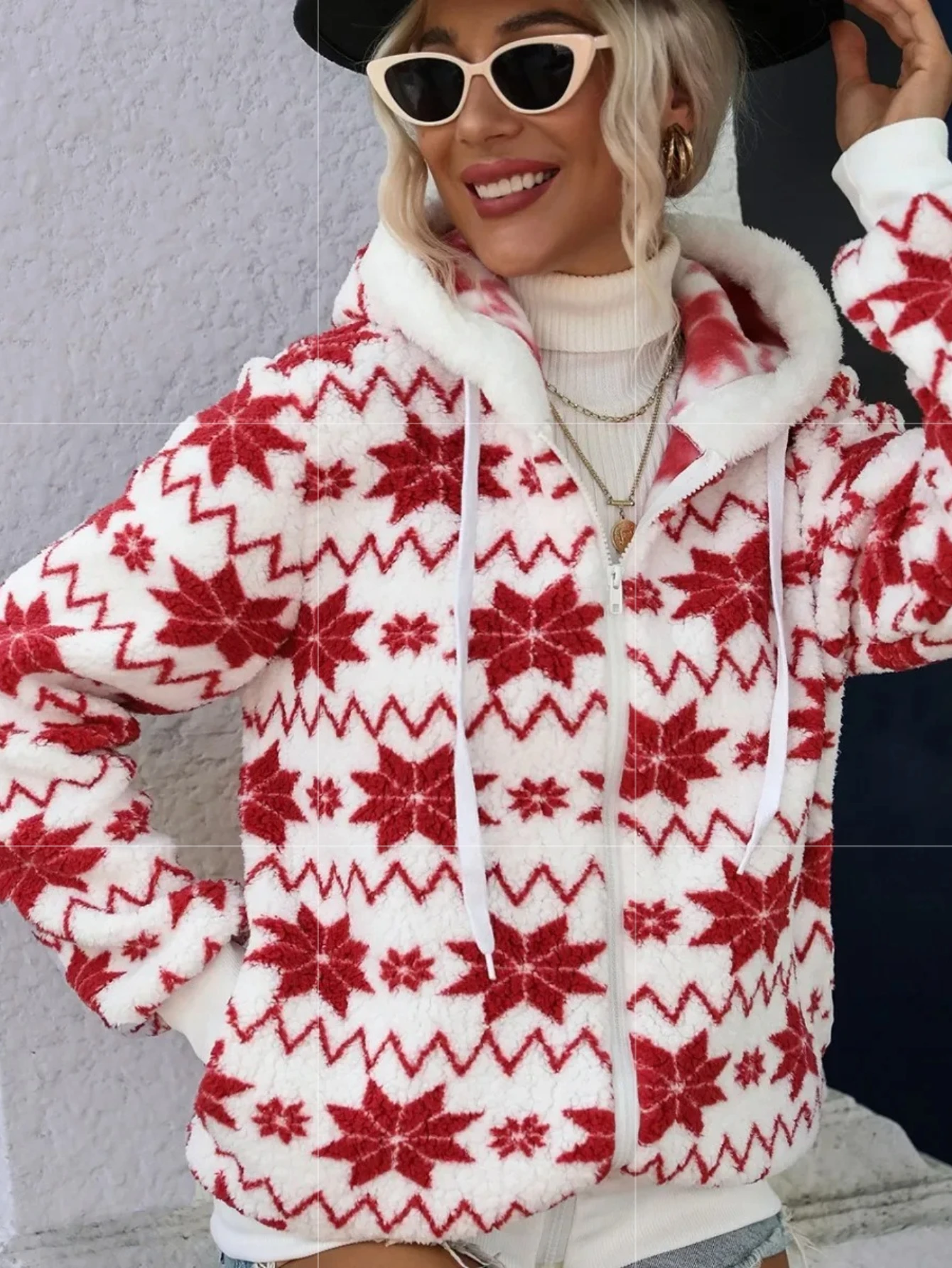 

Женский бархатный кардиган с капюшоном и принтом, свободная посадка на молнии спереди, уютная зимняя куртка с длинными рукавами, повседневная верхняя одежда, теплая стильная уличная одежда