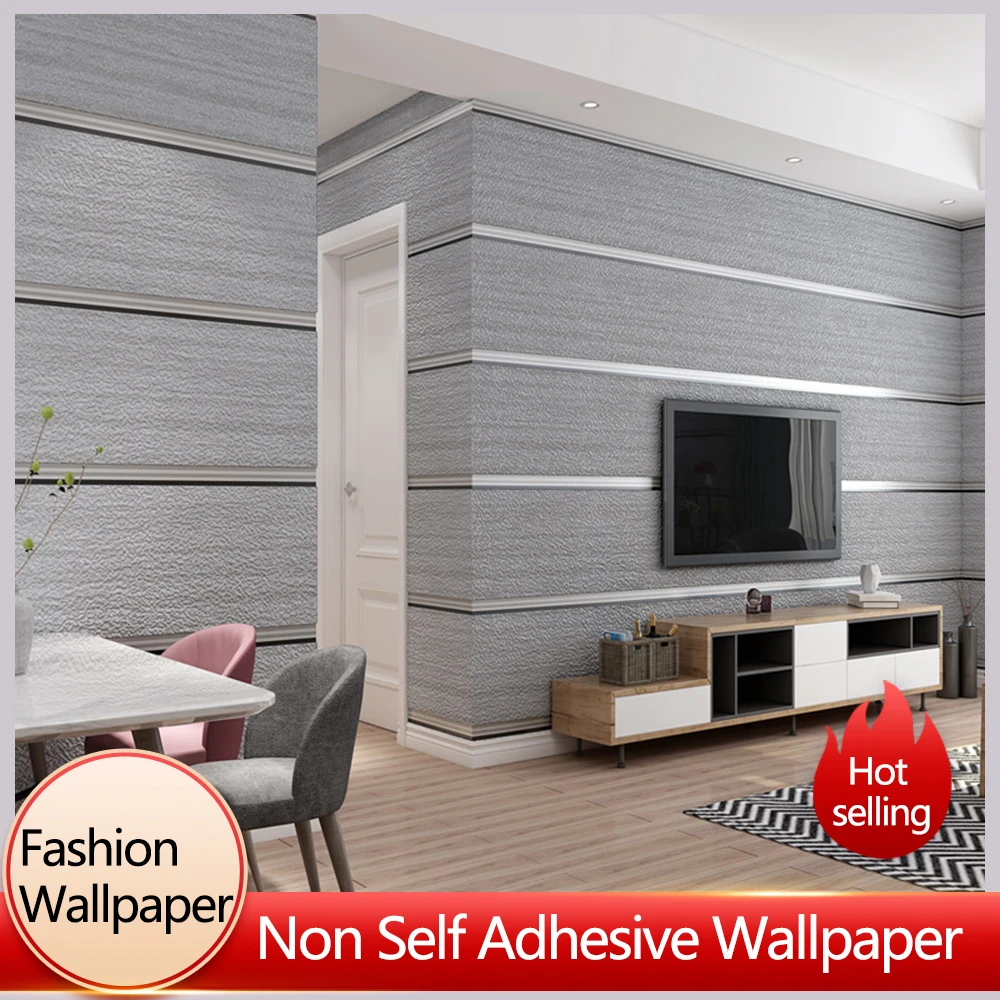 

High Quality 3D Wallpaper Large Spacing Stripe Wallpaper Simple Thick Imitation Deer Skin Velvet Wallpapers Home Decorative