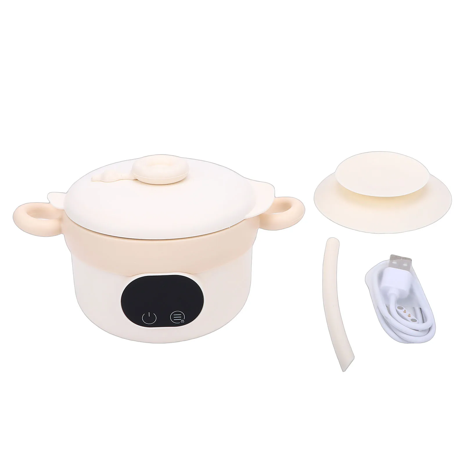 Food Warmer Bowl Electric Lunch Box 304 Stainless Steel Insulated Cordless Food Warmer Bowl 470ML Large Capacity No Water Needed