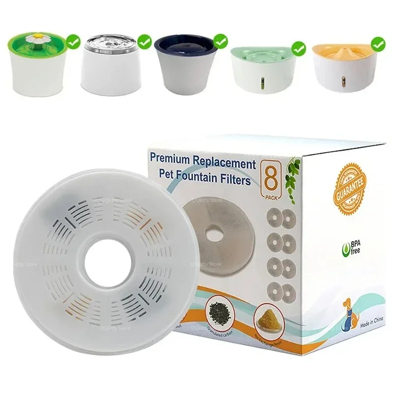 【Best Sale】6/8PCS Activated Carbon Filter For Petit Automatic 15cm Pet Drinking Fountain Filter Kitten Water Drinking Fountain P