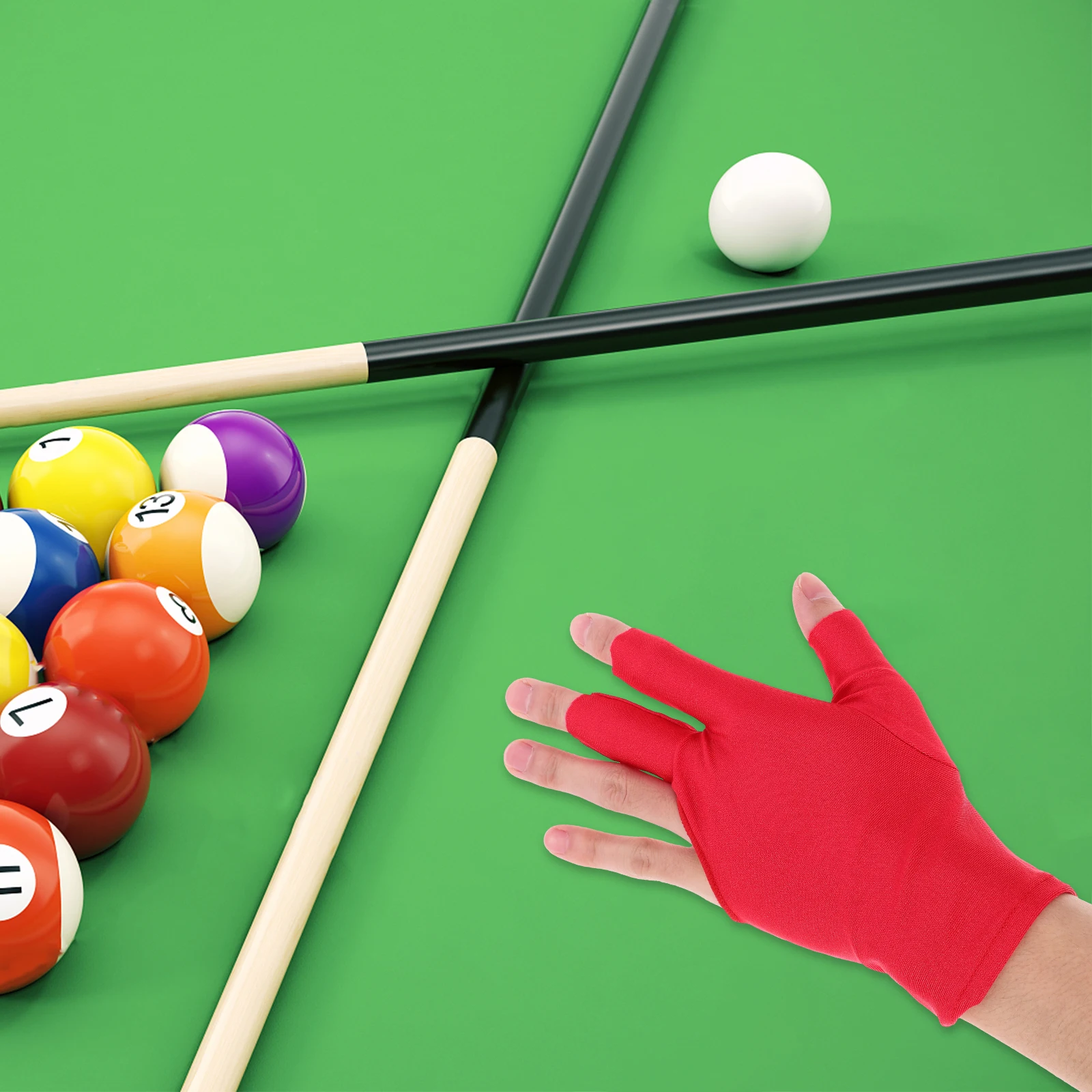 

3-finger Pool Gloves Elastic Black Billiards Sports Breathable Comfortable Reusable Non-slip Polyamide Game