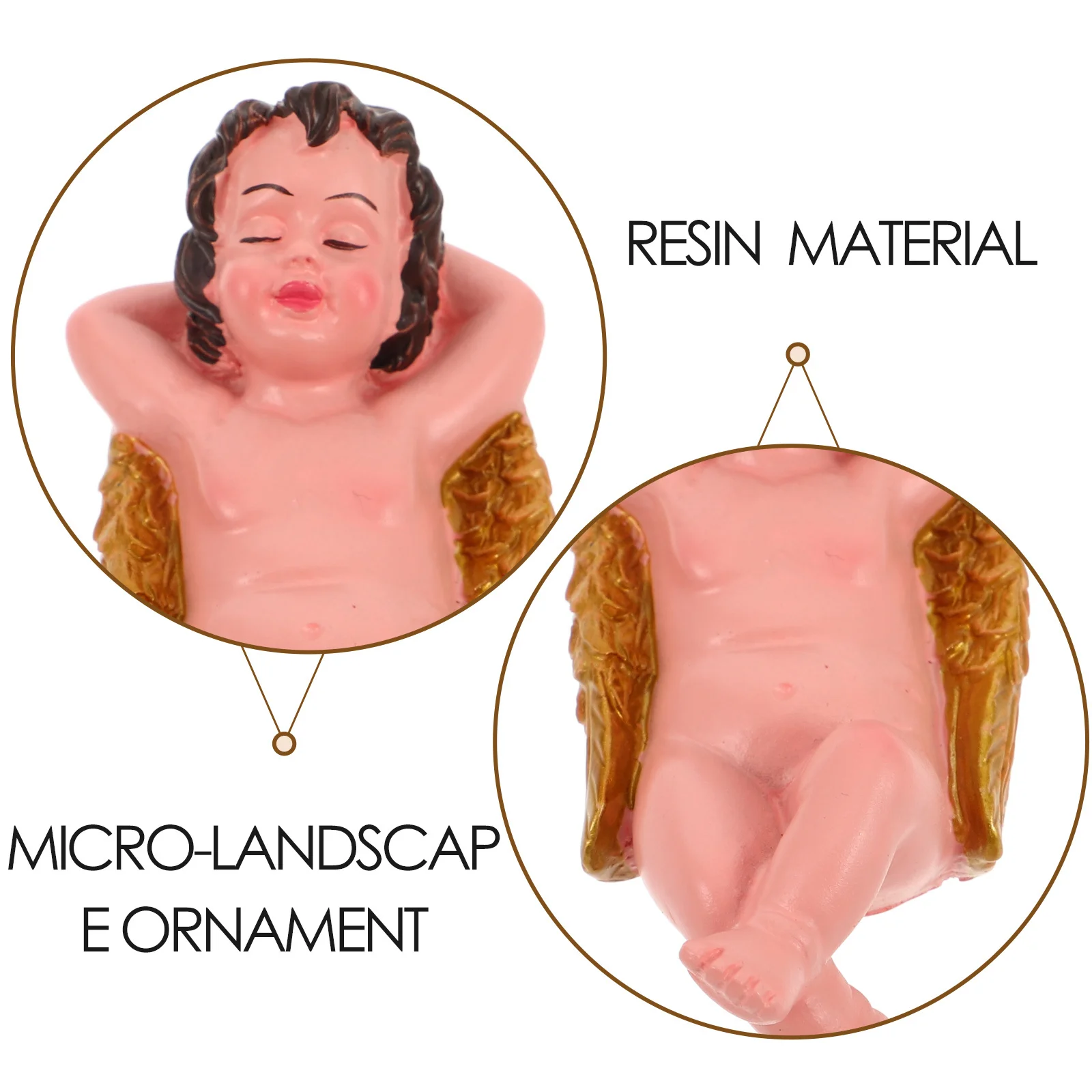 รูปปั้นคิวปิดจิ๋ว 2 ชิ้น ทำจากเรซิ่น สำหรับตกแต่งสวนกลางแจ้ง ลานเฉลียง สนามหญ้า น้ำพุ งานประติมากรรมศิลปะสร้างสรรค์
