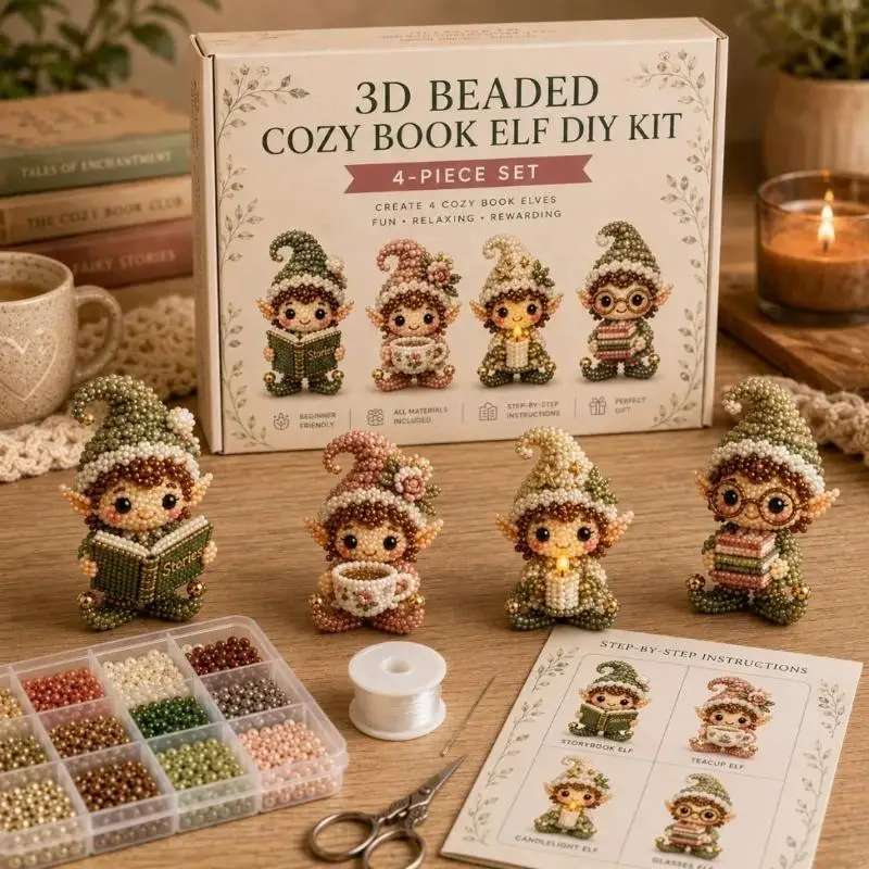 3D Beaded Forest Elf DIY Kit Interactive Creative Craft Set for Home Family Time School Art Lesson Gifting for Kids Adults