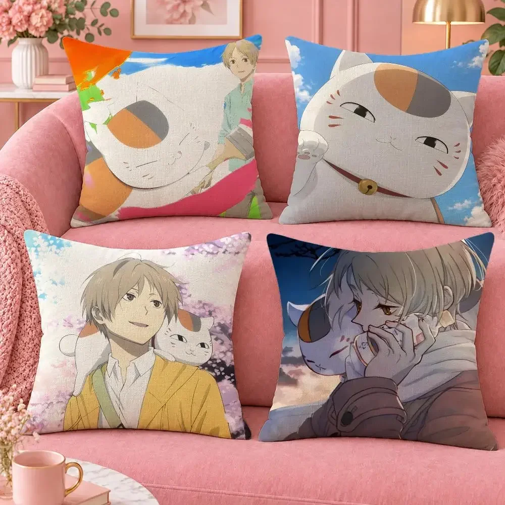 Anime Natsume's Book of Friends Cushion Cover Cute Cartoon Throw Pillow Cover Soft Plush Cushion Cover Sofa Bedroom Home Decor