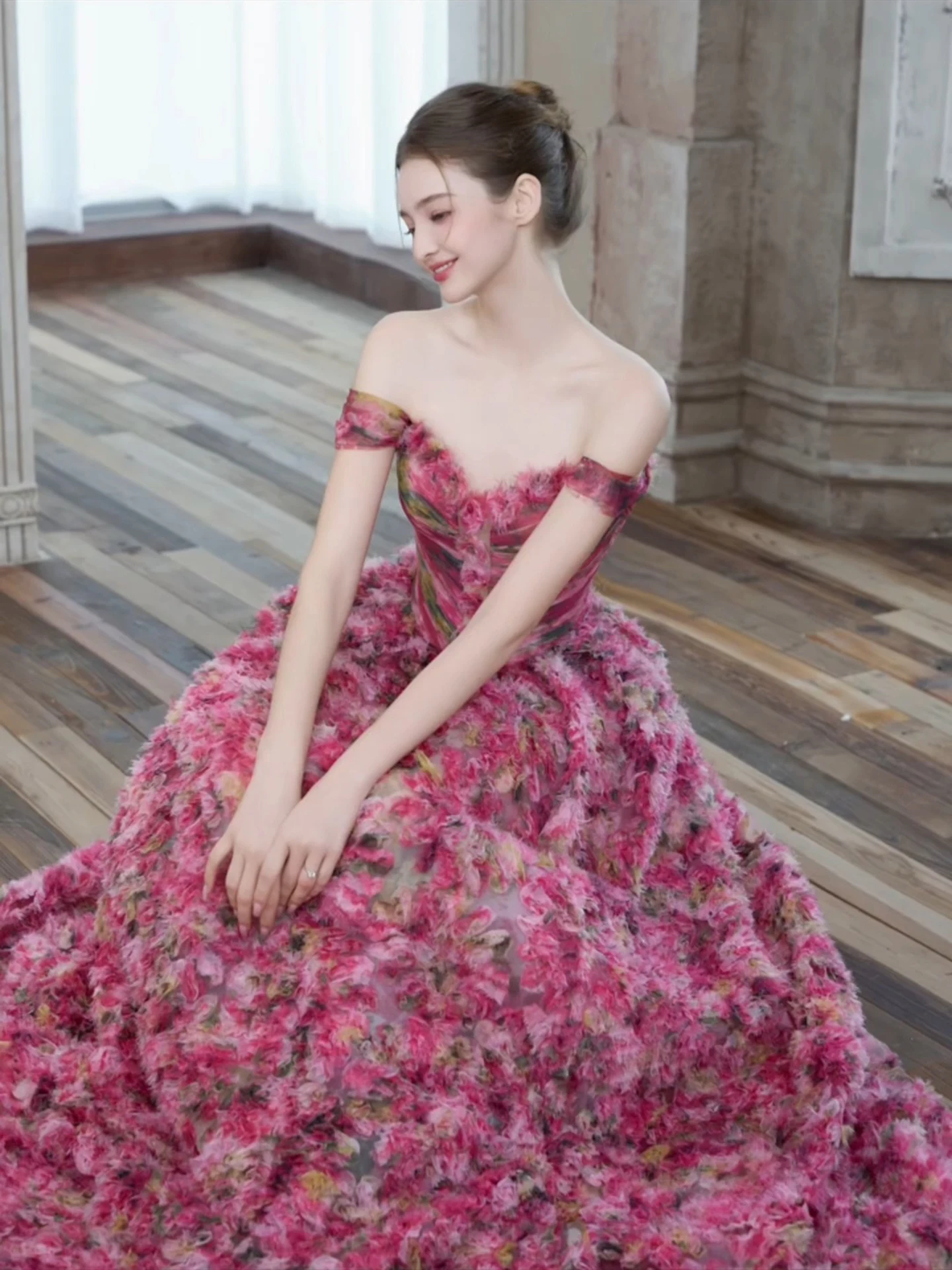 Vestido de noche elegante con hombros descubiertos, con cordones en la espalda, tren de barrido, vestidos de fiesta