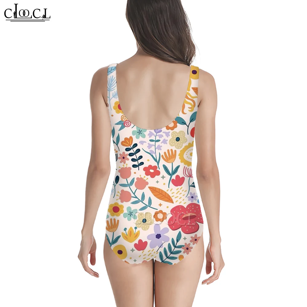 CLOOCL Elegant Swimsuit for Women Sportswear Bathing Swimwear Lovely Floral Printed Holiday Style One-Piece Swimsuit