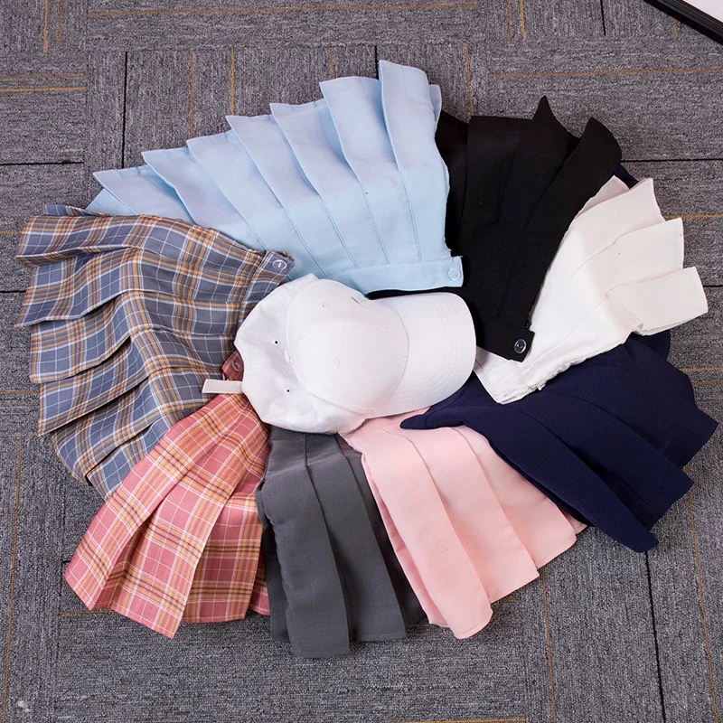 Pink Plaid Skirt High Waist A-line Pleated Mini Skirt for Women Korean Fashion Clothing Saia Black Skort Mini Skirt with Shorts