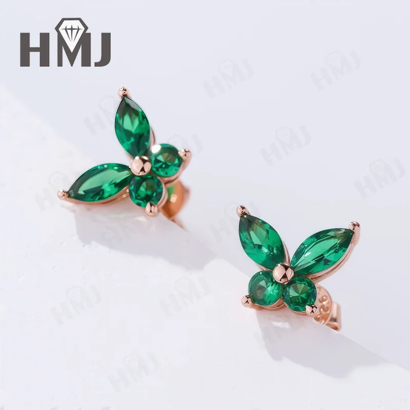 Smaragd-Ohrringe Schmetterlingsform S925/10K/14K/18K Laborgezüchtete Edelsteine Hypoallergen Party-Geschenk Charms ​ Fabrikverkauf Elegant – Detail 19