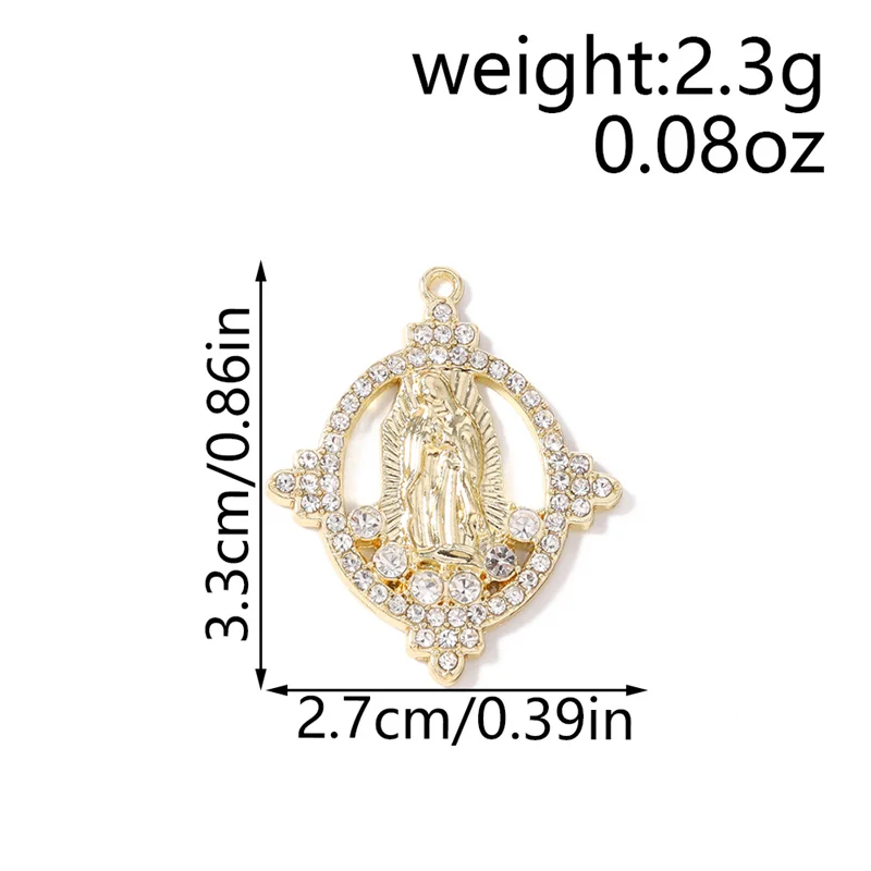 Leslie 10 Stück 27x33mm Strass-Kristall-Anhänger mit Jungfrau Maria für DIY Ohrringe, Halsketten, Schmuckherstellung, Bastelarbeiten, handgefertigte Accessoires – Detail 1