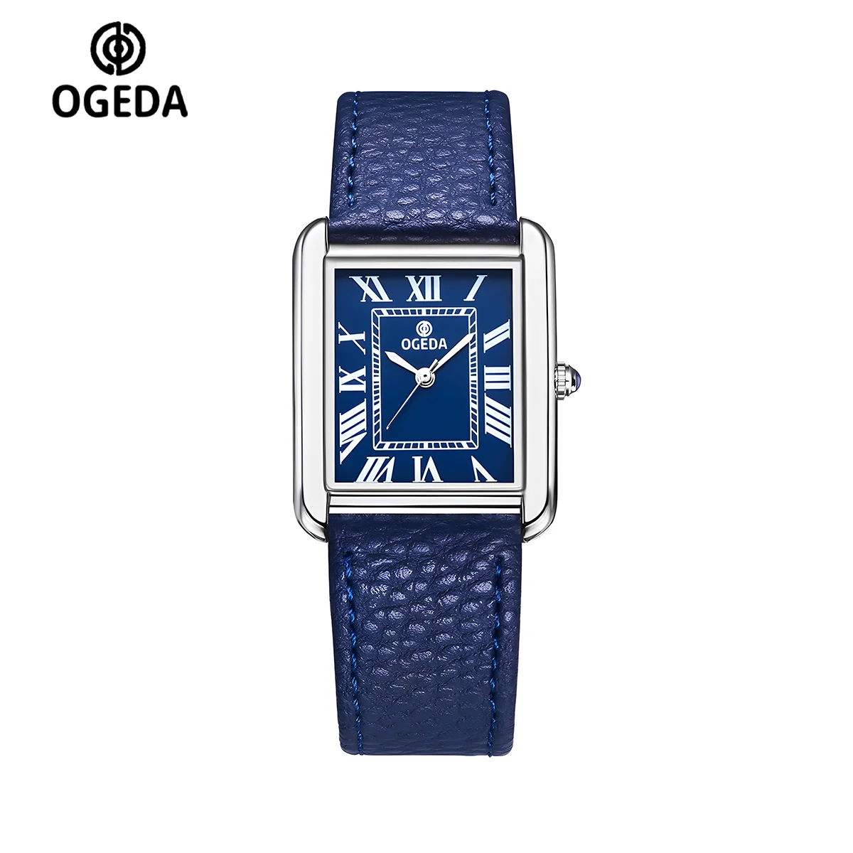 OGEDA 2025 new rectangular men's quartz watch leather strap sports waterproof 3Bar sapphire stainless steel case Reloj Hombre wa