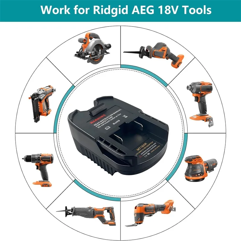 For Makita to for Ridgid/AEG Battery Adapter,Converter for Makita 18V Lithium Battery BL1850B to for Ridgid AEG 18V Power Tools