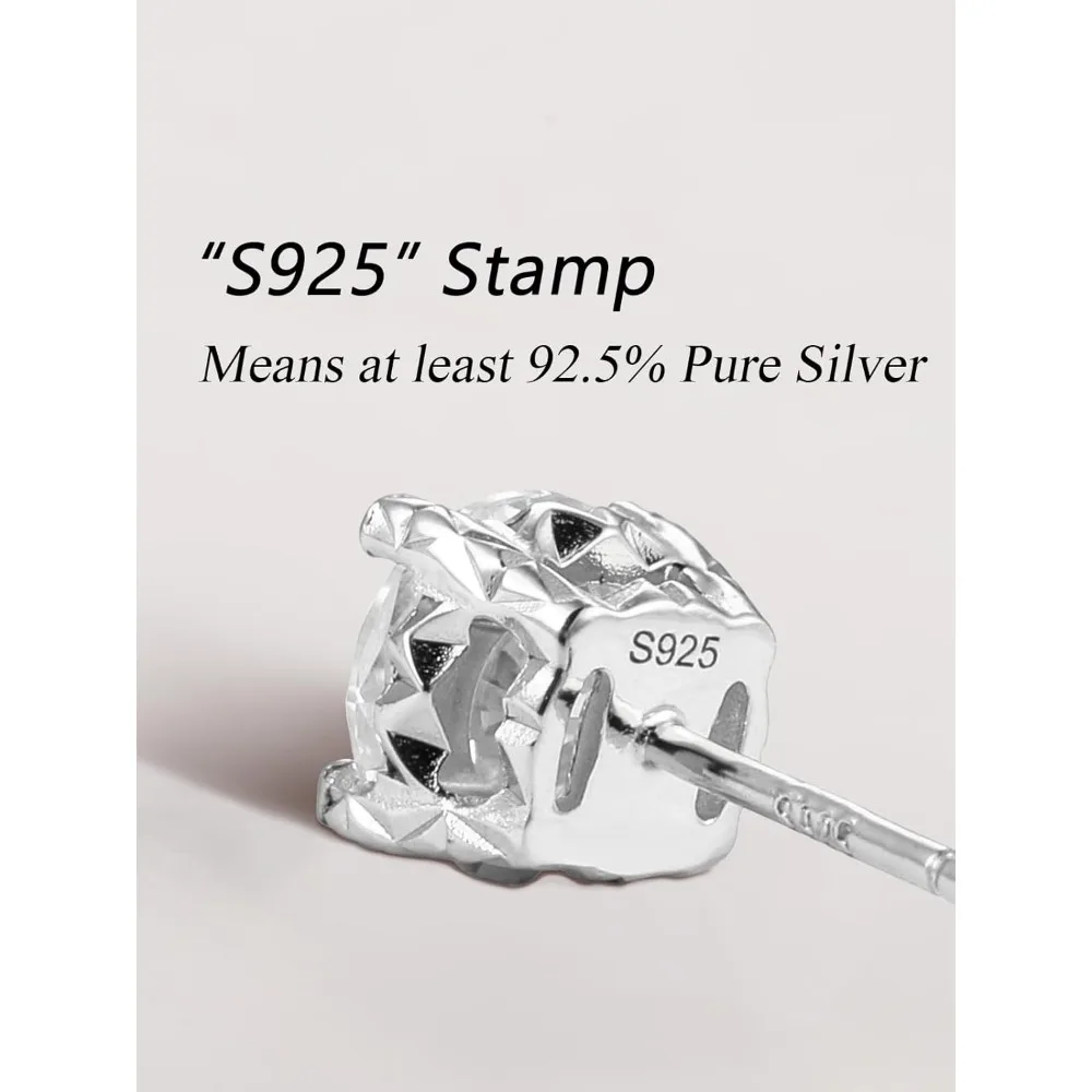 الفيروز الطبيعي و 5A مكعب زركونيا كبير جولة البريق حجر وأقراط، 925 الفضة الاسترليني هيبوالرجينيك للنساء