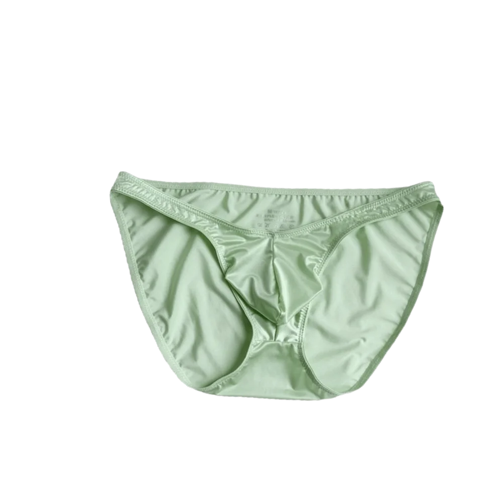 Comfortable Low Waist Men's U-Pouch Underwear Seamless Lingerie Satin Silk Briefs Breathable Narrow Belt Ice Silk Panties Men's