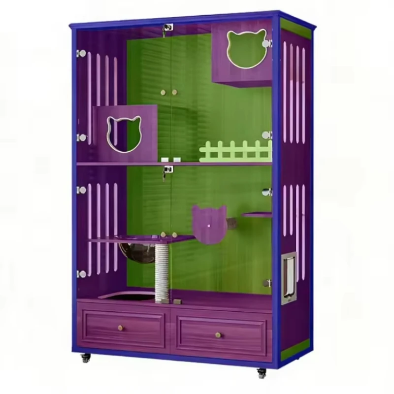 closed cat villa toilet environmentally friendly wood glass pet furniture waterproof, dustproof and hair-proof indoor cat nest