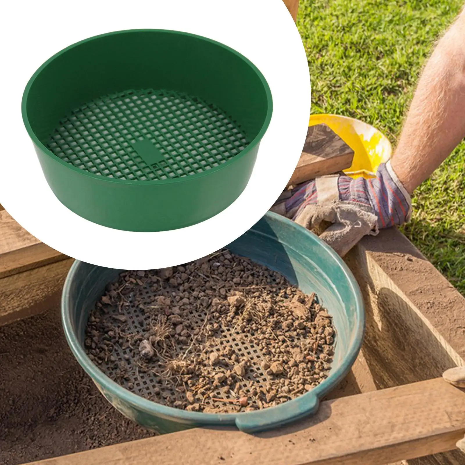 Rock Garden Sieve Round Lightweight Soil Dirt Sifter for Yard Gardening