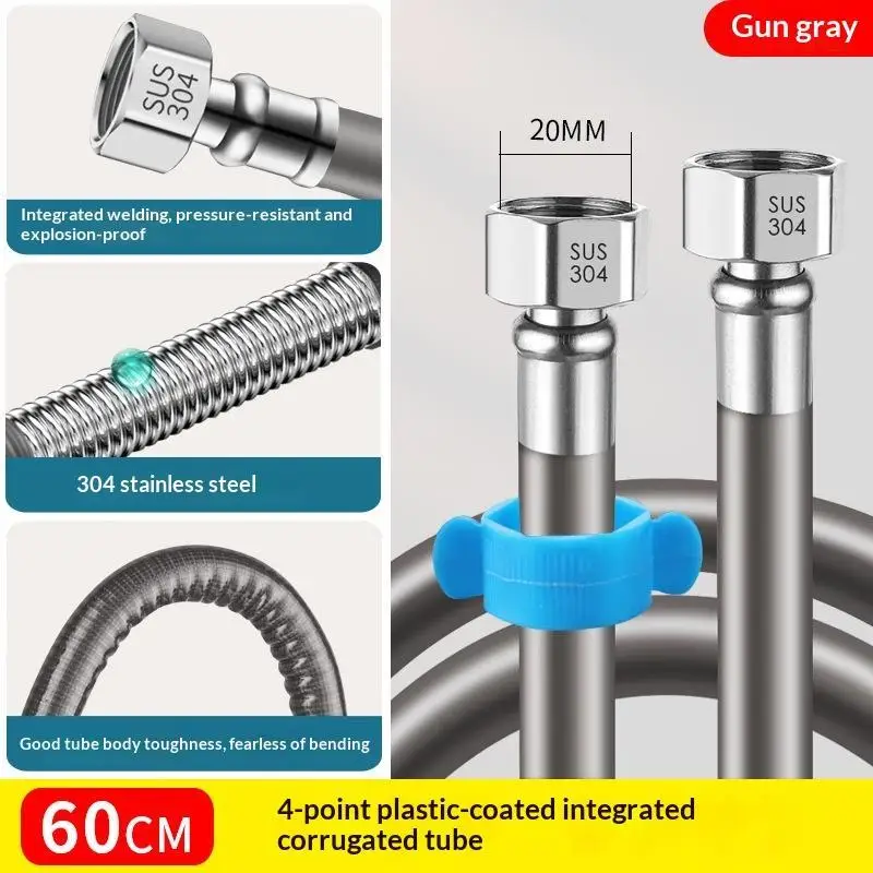 Anti Winding Explosion Proof Flexible Water Tube 20-60cm Stainless Steel Hose for Toilet Shower Faucet Connection