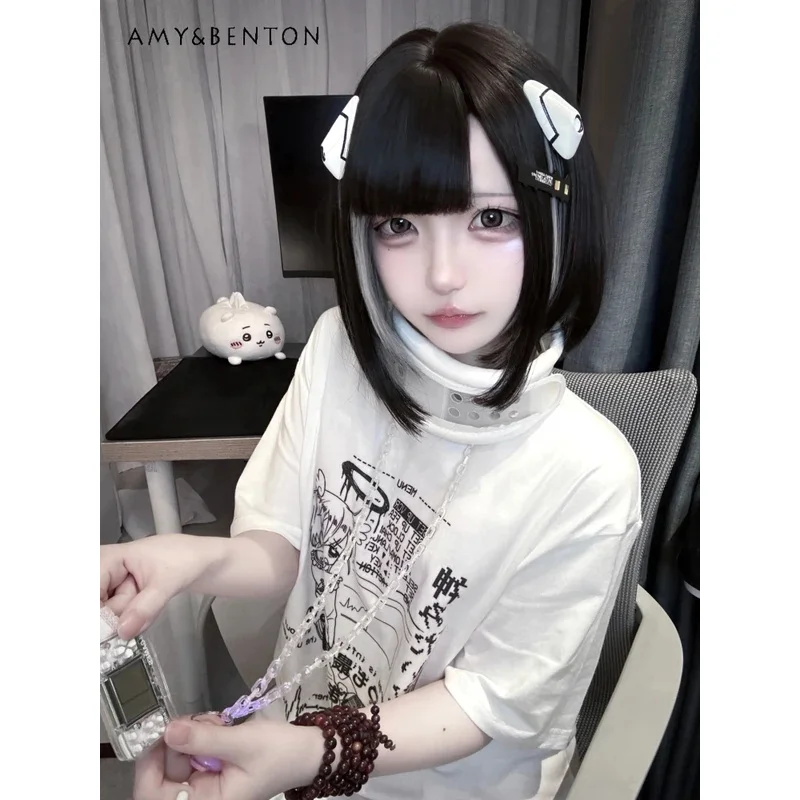 

25COSOriginal Mine Series Short-sleeved Cotton Top Japanese Subculture T-shirt Women Punk Style Sweet Cool Girl Oversized T Shir