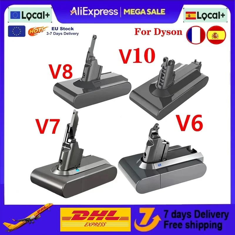 Batterie 21.6V pour aspirateur Dyson V6 V7 V8 SV09 SV11 Sv10 DC62 Batteries rechargeables absolue moelleux Animal Pro
