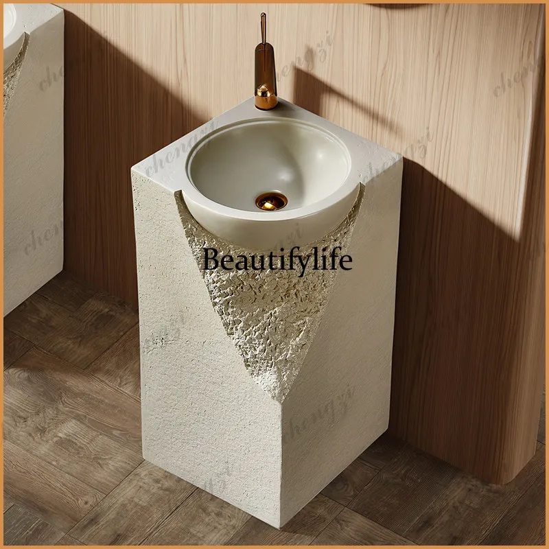 Z138 wabi-sabi style outdoor column basin floor-to-ceiling art creative vertical wash basin toilet column washstand