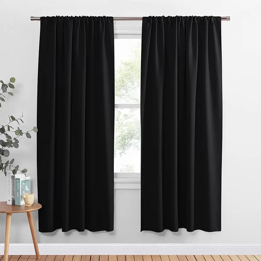 

Blackout Curtains for Bedroom 72 inch Long - Solid Rod Pocket Thermal Insulated Panels for Li ing Room, Black Out Energy Efficie