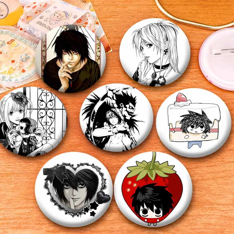 Anime DEATH NOTE Soft Button Pins Cartoon Role Playing Badges Round Brooches on Bag Hat Jewelry Friends Souvenir Nijigen Gifts