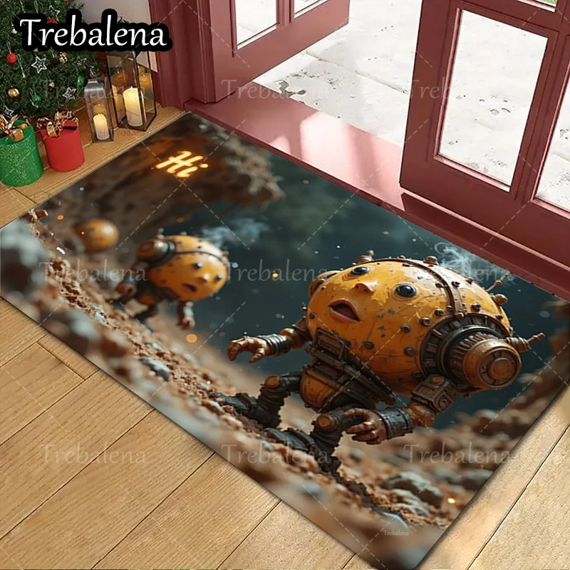 

1pc Welcome Door Mat Cute Robot Space Adventure Doormat for Home Decor