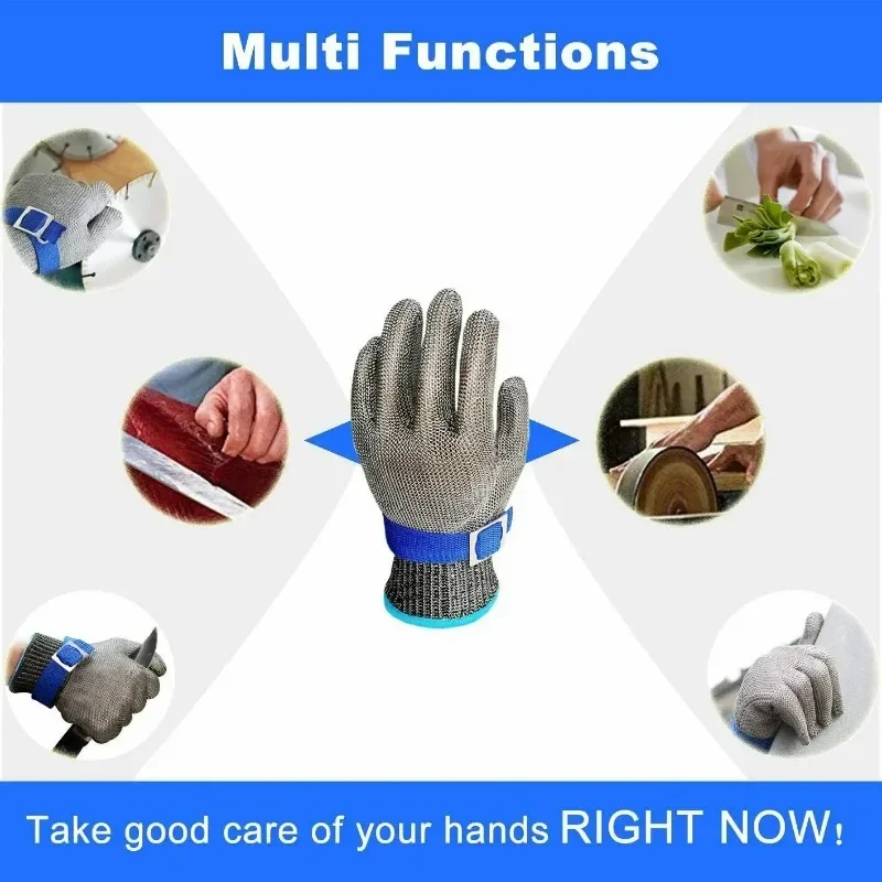 1 Pc Cut Resistant Stainless Steel Gloves Working Safety Gloves Metal Mesh Anti Cutting For Butcher Worker