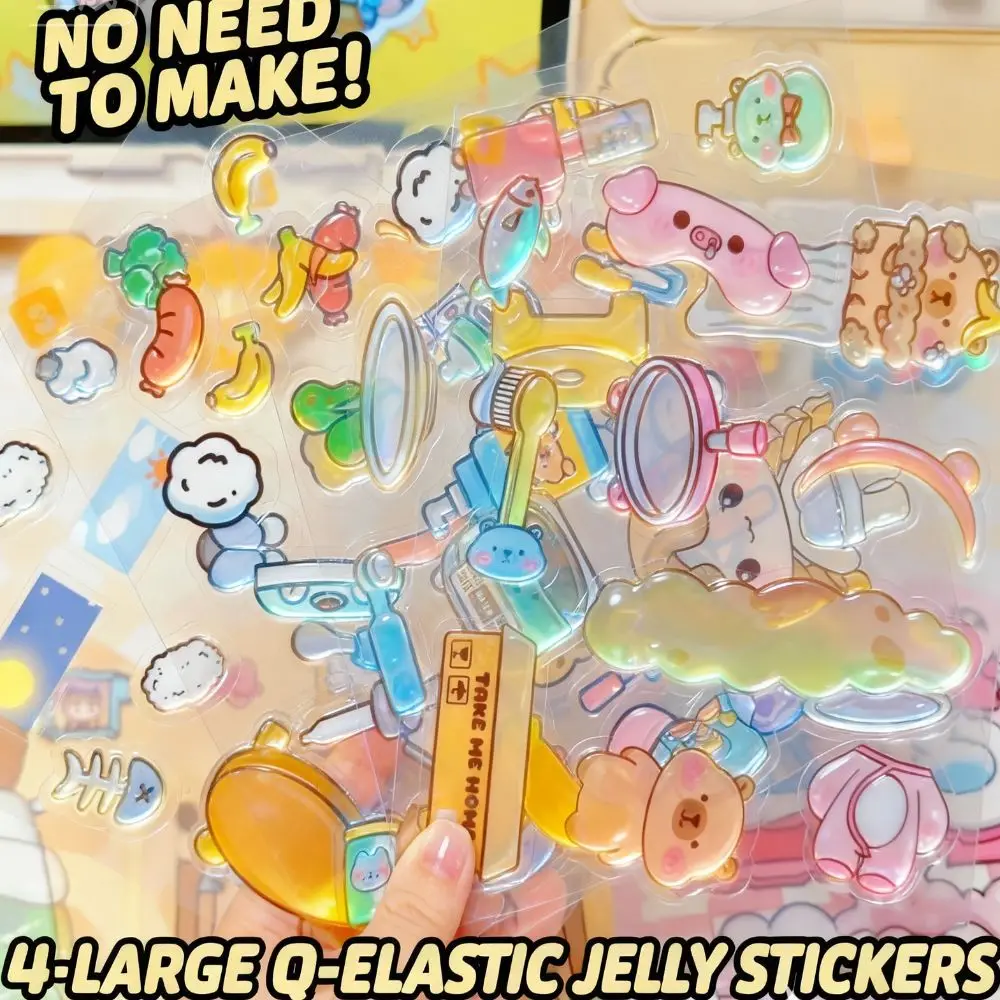 

New Cartoon Quiet Book for DIY Puzzle Washable Scenes Collage Materials Visual Stacking Miniature Scene Stickers for Children