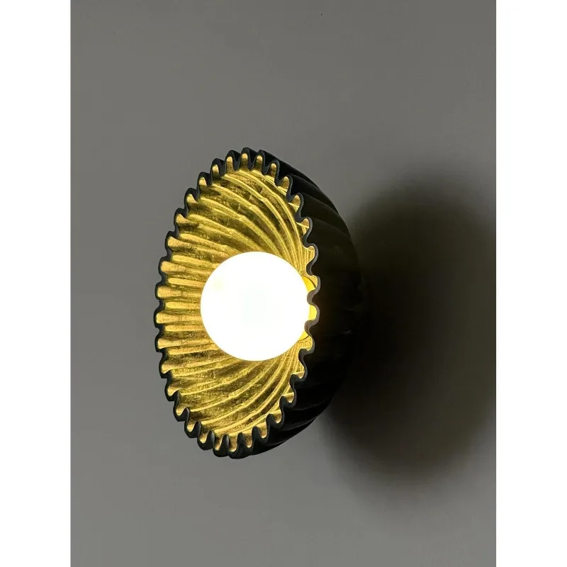 Exhibition hall Indian green ceramic carving art decorative wall lamp, aisle living room bedroom retro wall lamp
