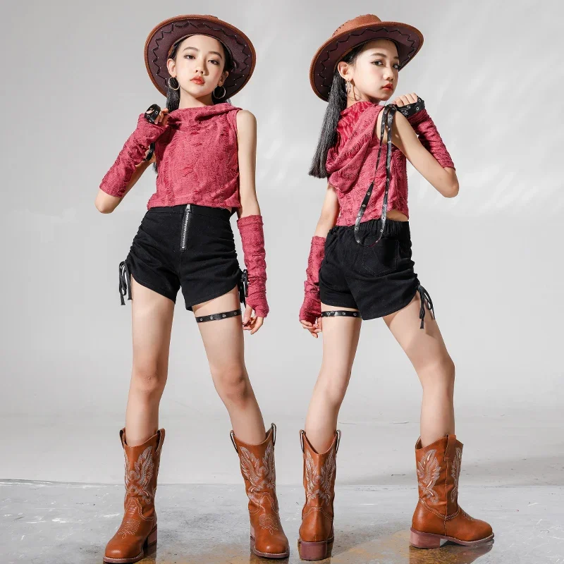 Girls Hip Hop Crop Hoodie Tops Camo Cargo Pants Teenage T-shirt Street Dance Shorts Kids Streetwear Children Jazz Clothes Sets