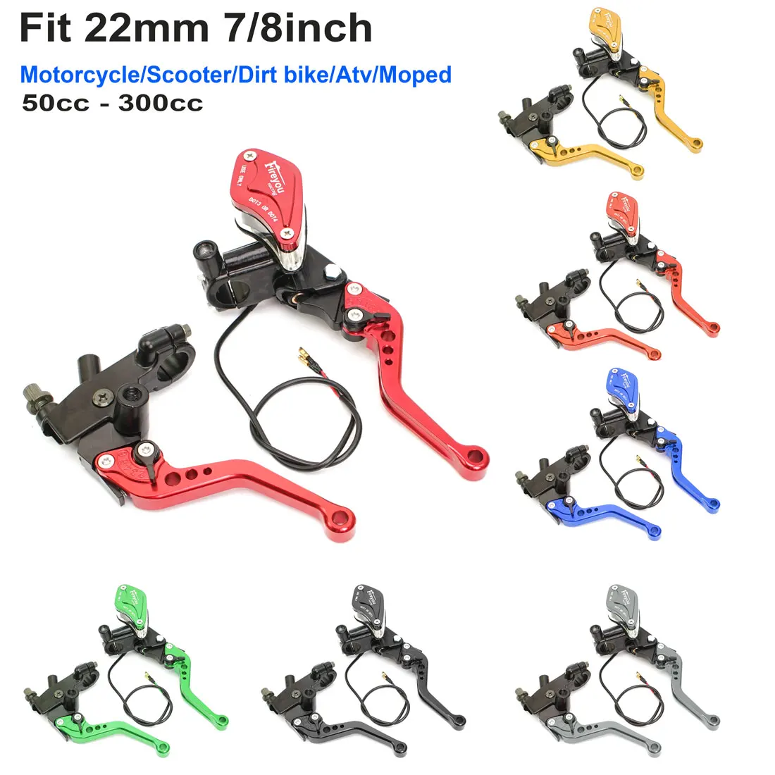 22mm 7/8\'\' Motorcycle Brake Lever Master Cylinder Cable Clutch Brake Pump for Yamaha Suzuki Honda Kawasaki Scooter ATV Dirt Bike