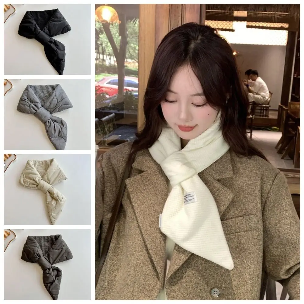 Elegant Keep Warm Cross Feather Scarf Windproof Neck Protection Down Neck Scarf Korean Style Padded Thermal Shawl Woman