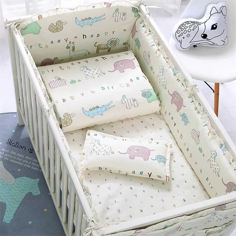 Ins Style Home Baby Bedding Cartoon Animal Printed Children Quilt Cover Pillowcase Bed Sheet Set Boys Girls Universal Bedding