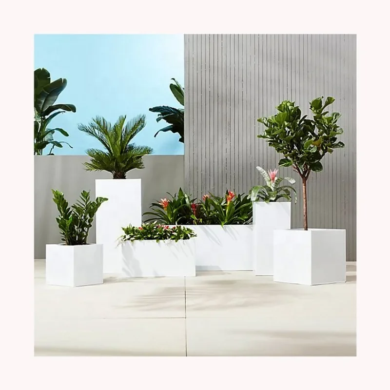 

Steel Garden Large Pots Iron Garden Powder Coated Rectangular Planter Boxes Large Outdoor Pots For Plants