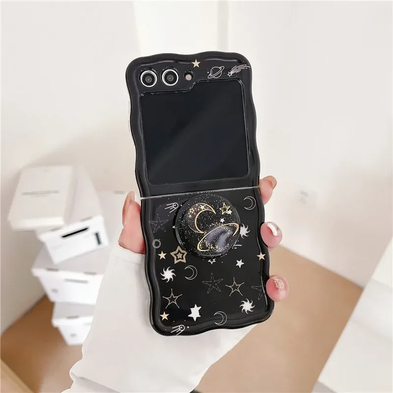 Funda trasera para Samsung Galaxy Z Flip 5, carcasa a prueba de golpes, brazalete de estrella, onda IMD, Z Flip5, ZFlip5