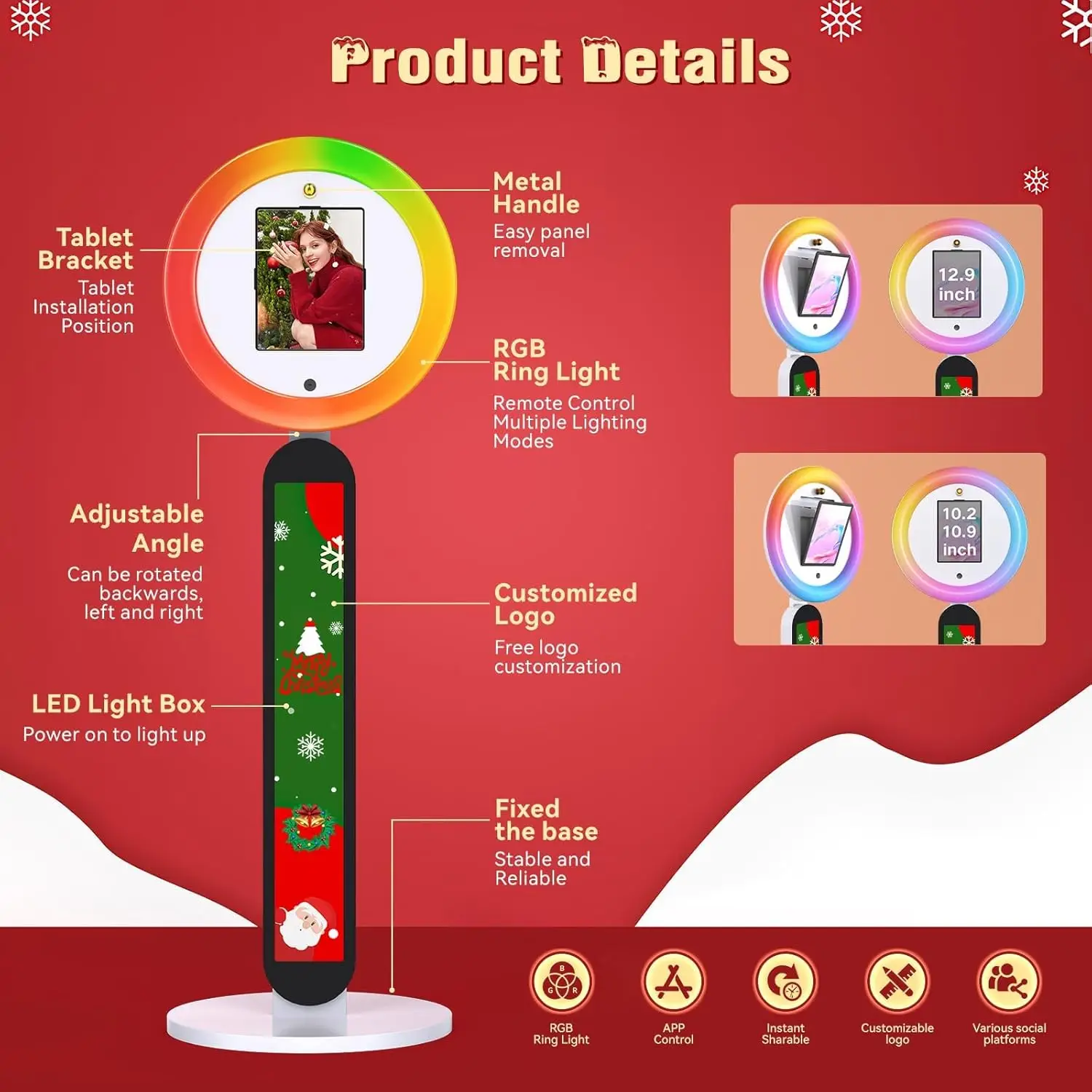 US DE Stock Portable Ipad Photo Booth For Wedding Party Rental Business Voice Control RGB Photobooth Mahchine With Flight Case Free Costomaziton Logo Free Fast Ship - view 7