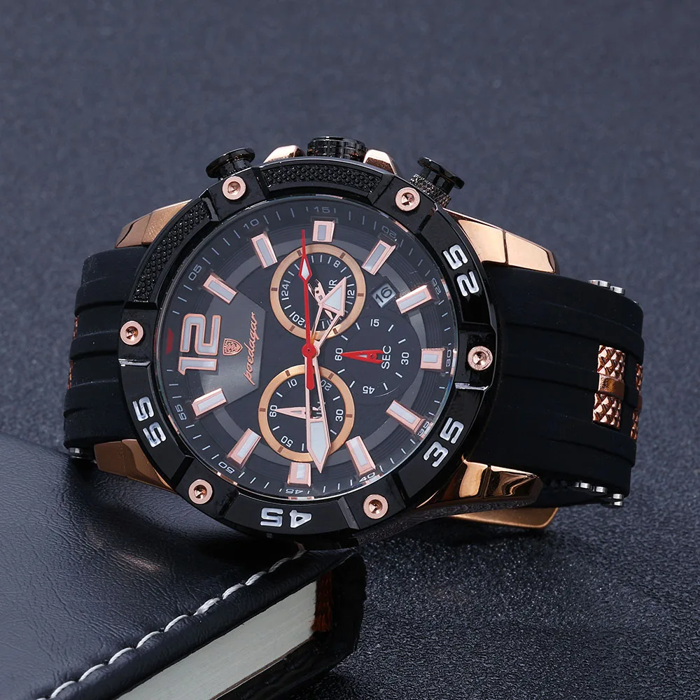 

ESKEEM модные мужские часы маленькие трехигольные кварцевые хронограф наручные часы с датой высокое качество силиконовые водонепроницаемые для мужчин