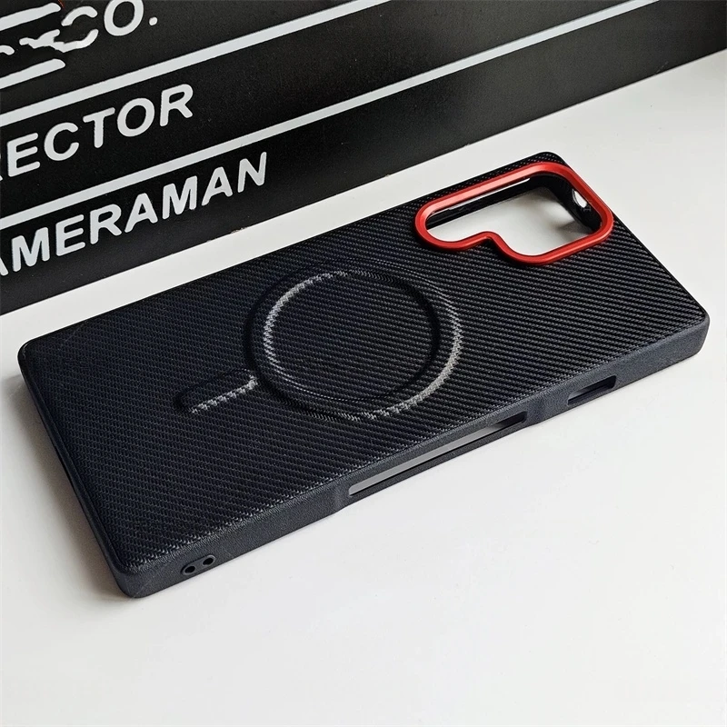 

Для Redmagic 11 Pro Plus Чехол Магнитный кожаный чехол MagSafe в полоску для ZTE Nubia Red Magic 11 Pro + 5G Противоударный бампер