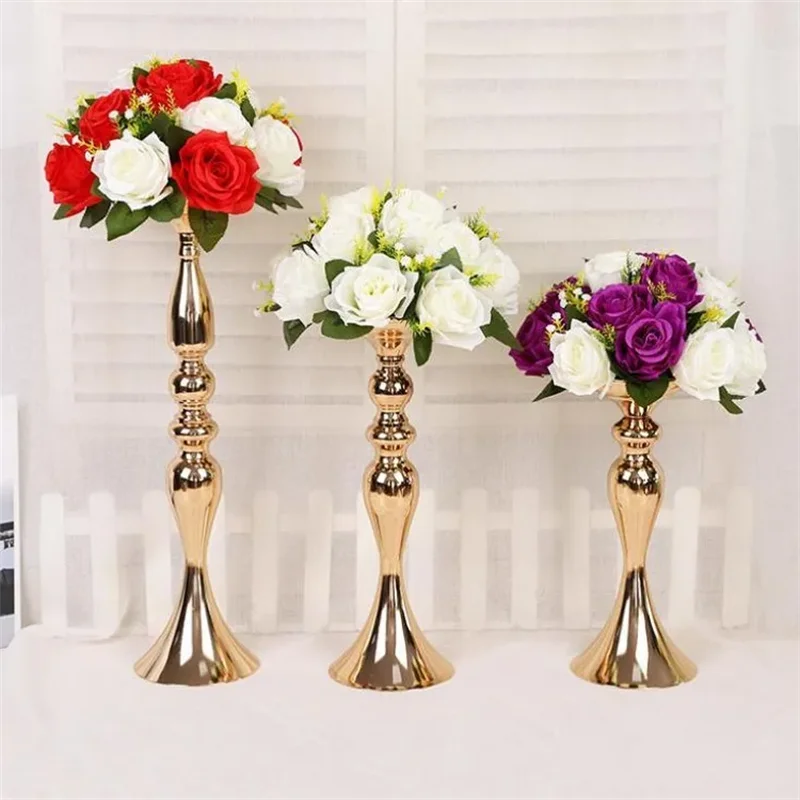 Wedding Candle Holder 32/38/50cm silver gold candlestick home decoration road lead table vase flower arrangement wedding props