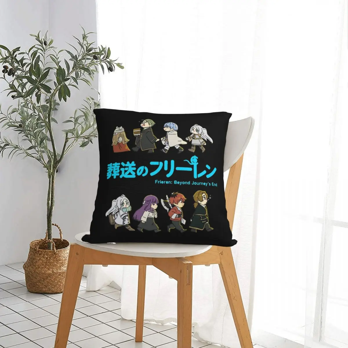 Frieren Beyond Journey's End Full Character Square Pillowcases Polyester Room Cushion Case Cute Home Decoration Pillow Cover