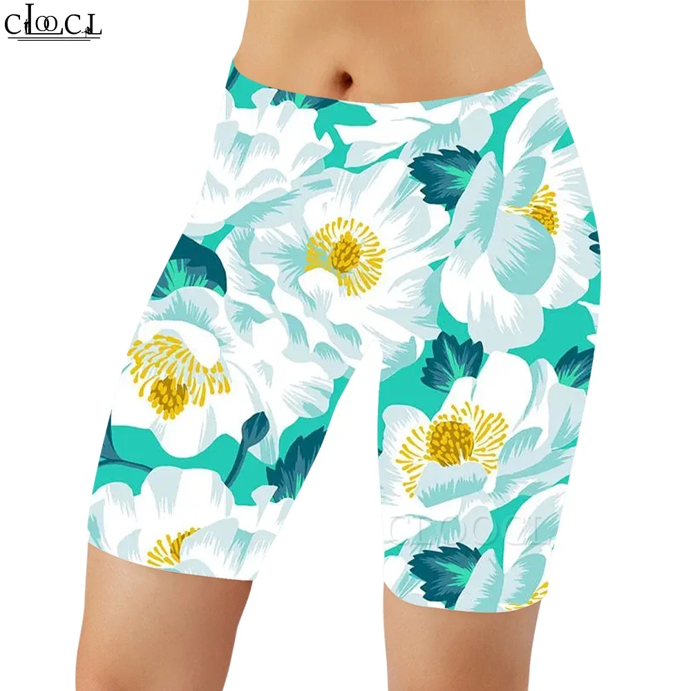 

CLOOCL Fashion Workout Women Legging White flowers on green background Print Casual Women Sexy Gym Sweatpants for Female