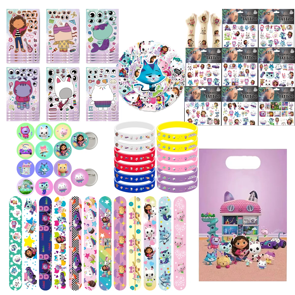 

Gabby Dollhouse Cats Party Favors Children's Birthday Souvenirs Decoration Supplies Gift Bag Pinata Fillers Stickers Baby Shower