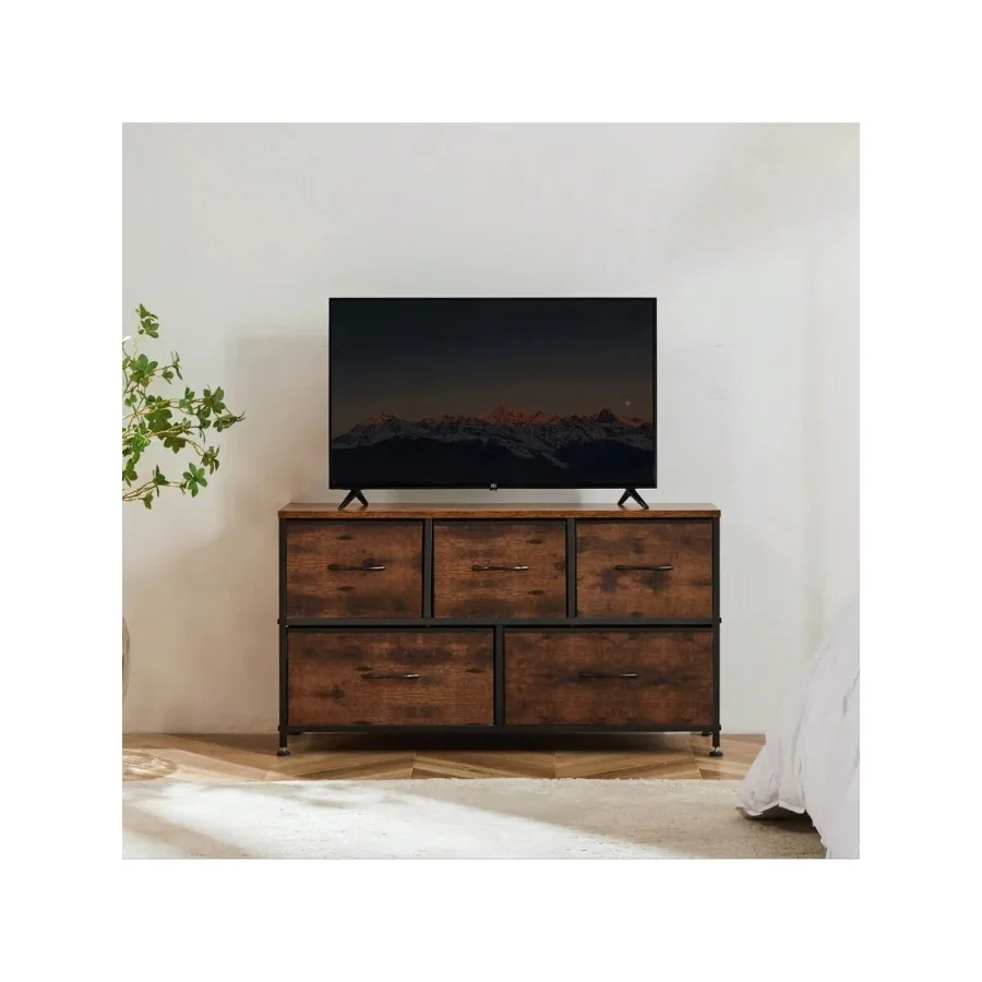 Sweetcrispy 5 Drawers Dresser For Bedroom, Room Furniture, Small Chest Tower, Storage Organizer Units For Clothing, Closet, Fab view 4