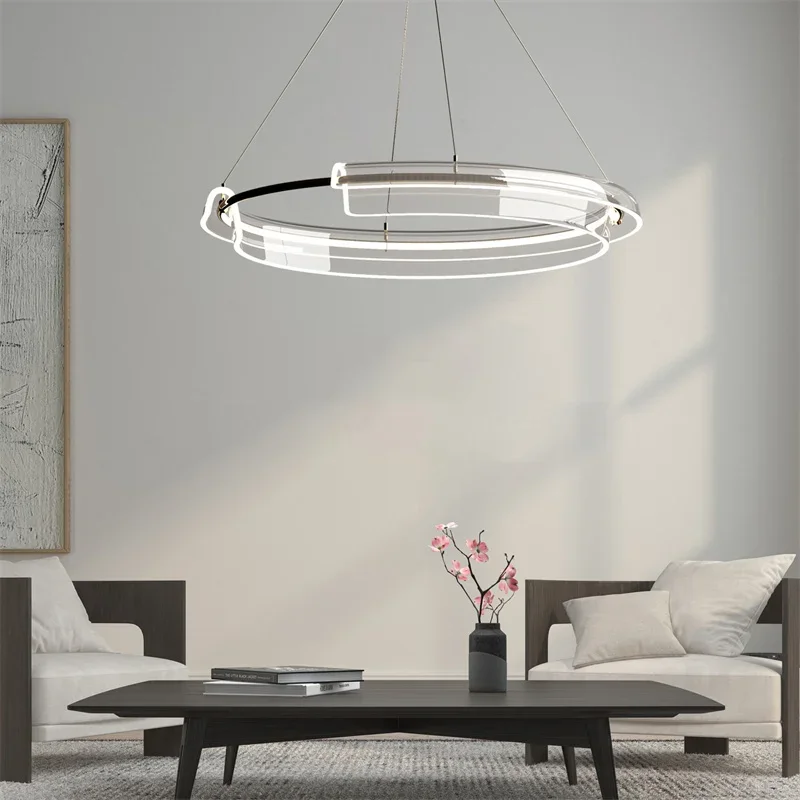 

Post-modern Light Luxury Living Room LED Ring Chandelier Nordic Simple Dining Room Bedroom Designer Lights