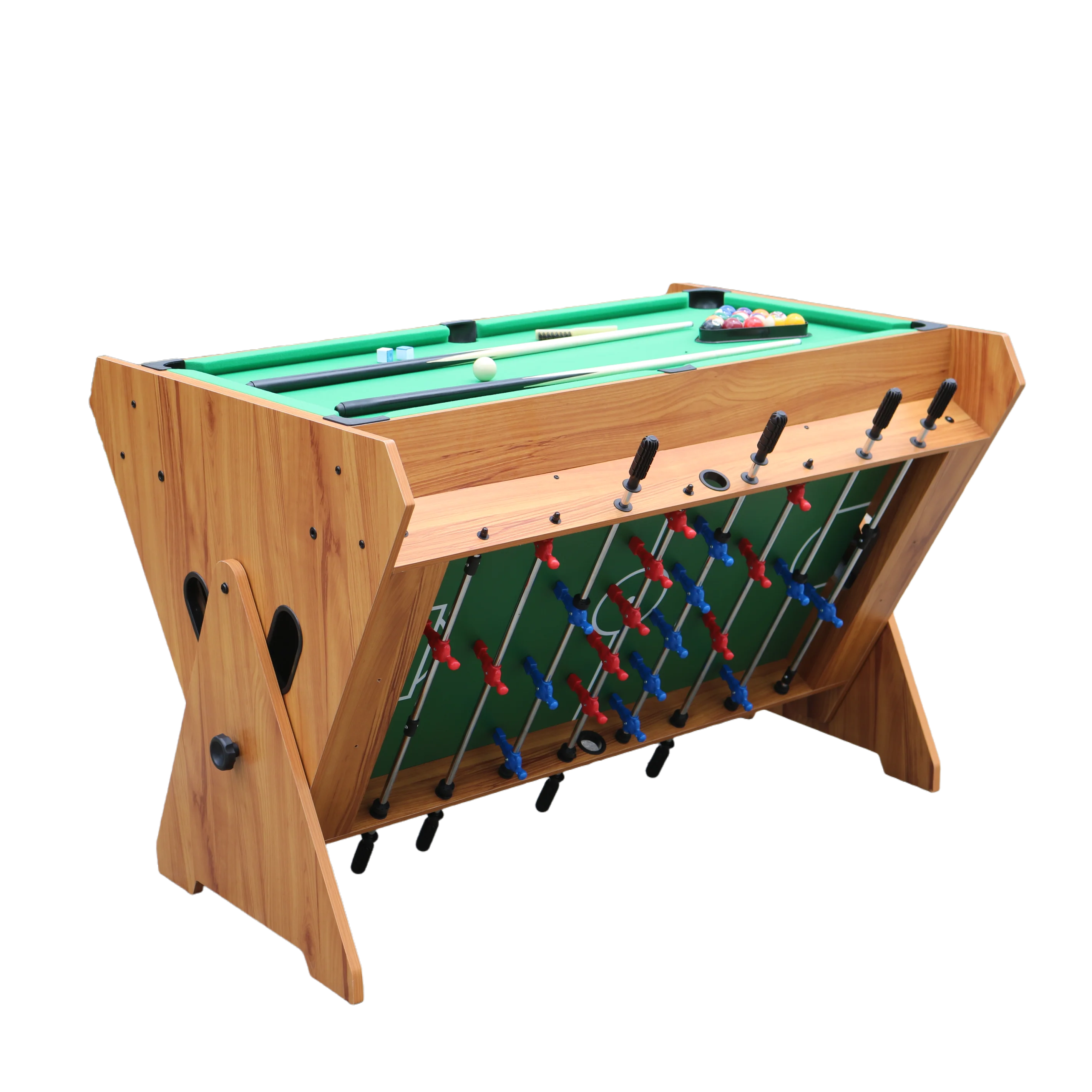 Custom Factory Designed 4ft 3-in-1 Rotating Table Air Hockey Pool Billiards Foosball with Durable Rubber Cushion Rails MDF PV