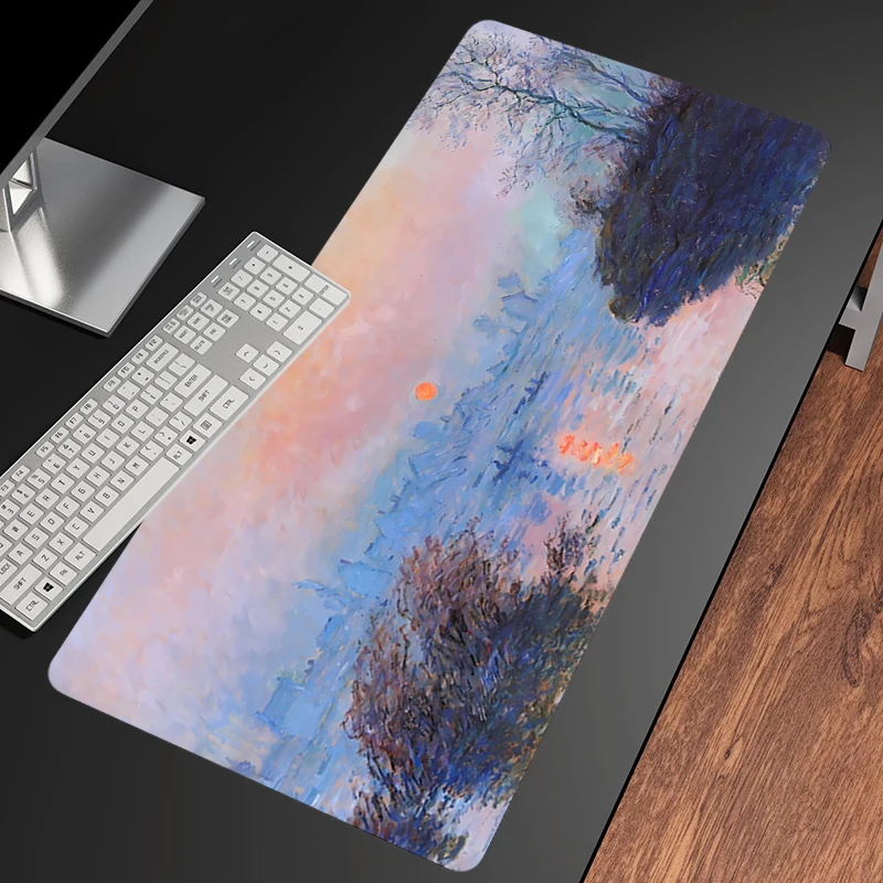 Mouse Pad Gaming Laptops Keyboard Mat Deskmat Pc Accessories Desk Protector Monet water lily sunrise impression PC art carpet xl